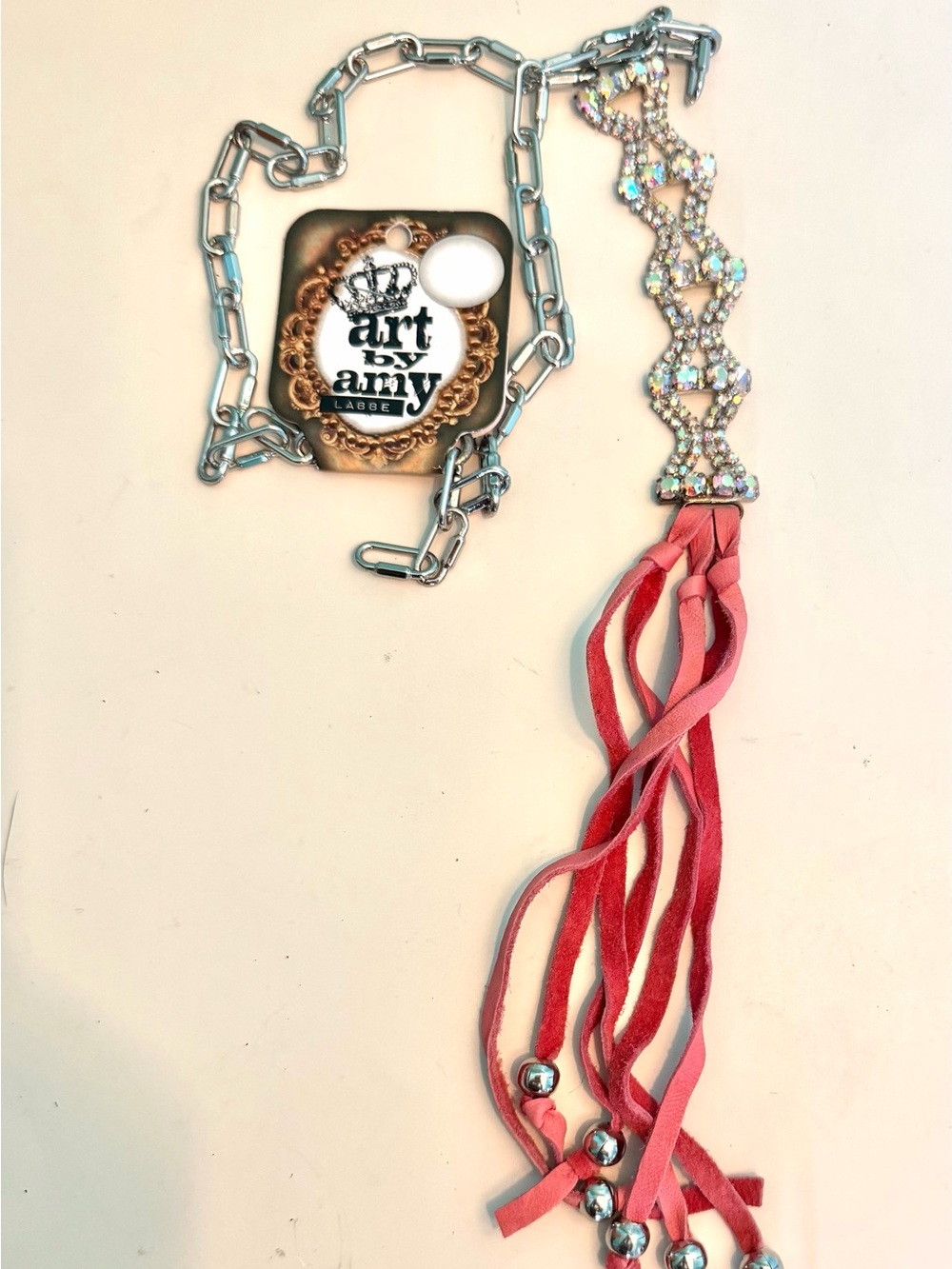 Art by Amy Pink Crystal Tassel Hair Accessory